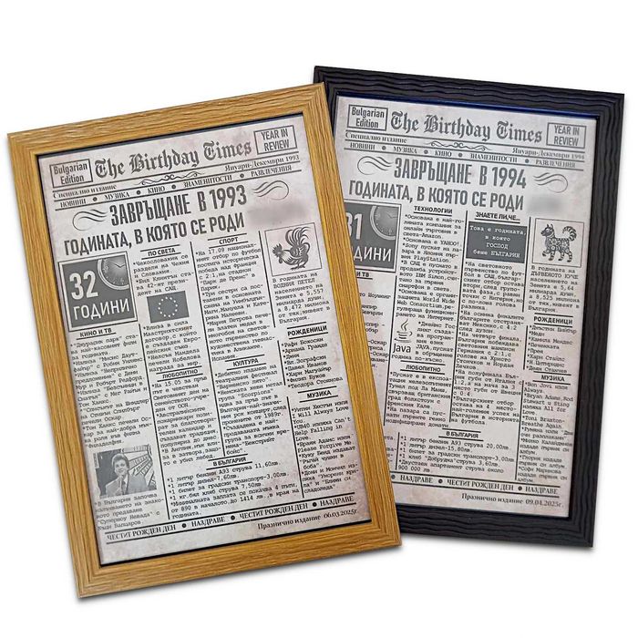 Персонализиран "вестник" за рожден ден-оригинален подарък за ценители