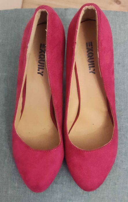 Елегантни велурени дамски обувки Exquily с висок ток номер 39