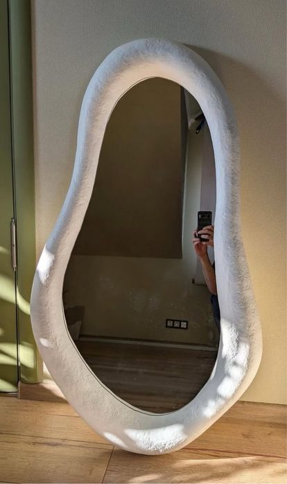 Oglinda decorativa/Oglinda mare handmade LED stil wabisabi – unicat