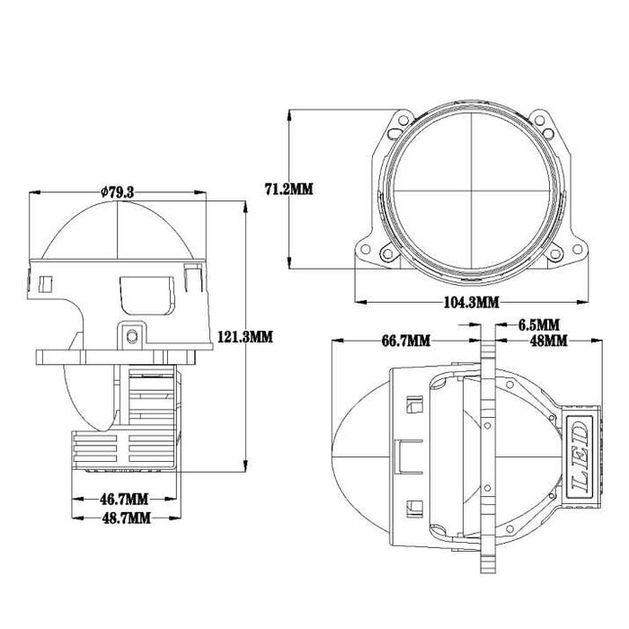 Bi-LED комплект лазерни лупи 3" за вграждане във фарове фарове - 90W, 120W или 156W