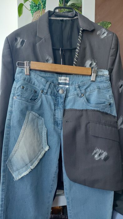 Set unicat transformat din gacheta si jeans