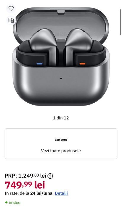 SAMSUNG Galaxy Buds3 Pro, True Wireless, sigilate, transport inclus