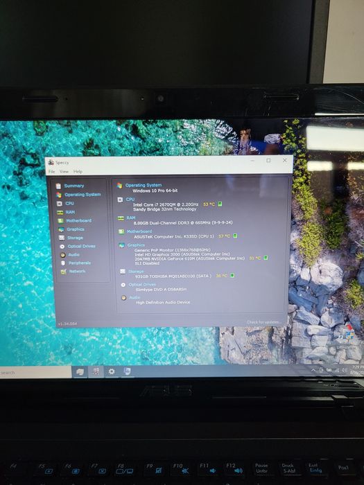 Laptop Asus K53SD , i7- 2670QM , 8 GB,  hdd 1 TB  , 15.6"