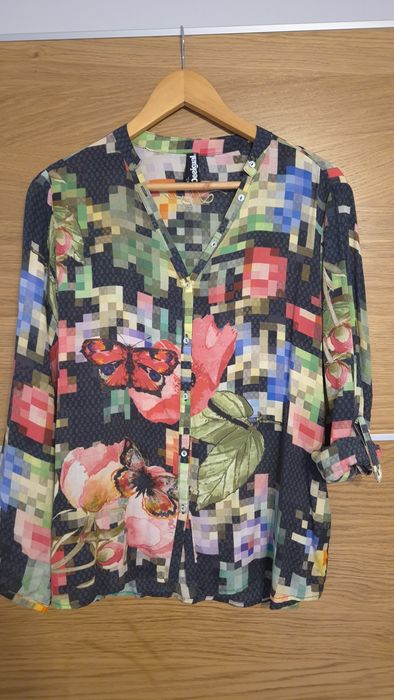 Bluza Desigual din modal cu nasturi de sidef si maneci suflecabile