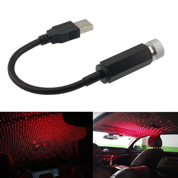 Lampa LED USB cu proiectie lumina rosie pe plafon auto