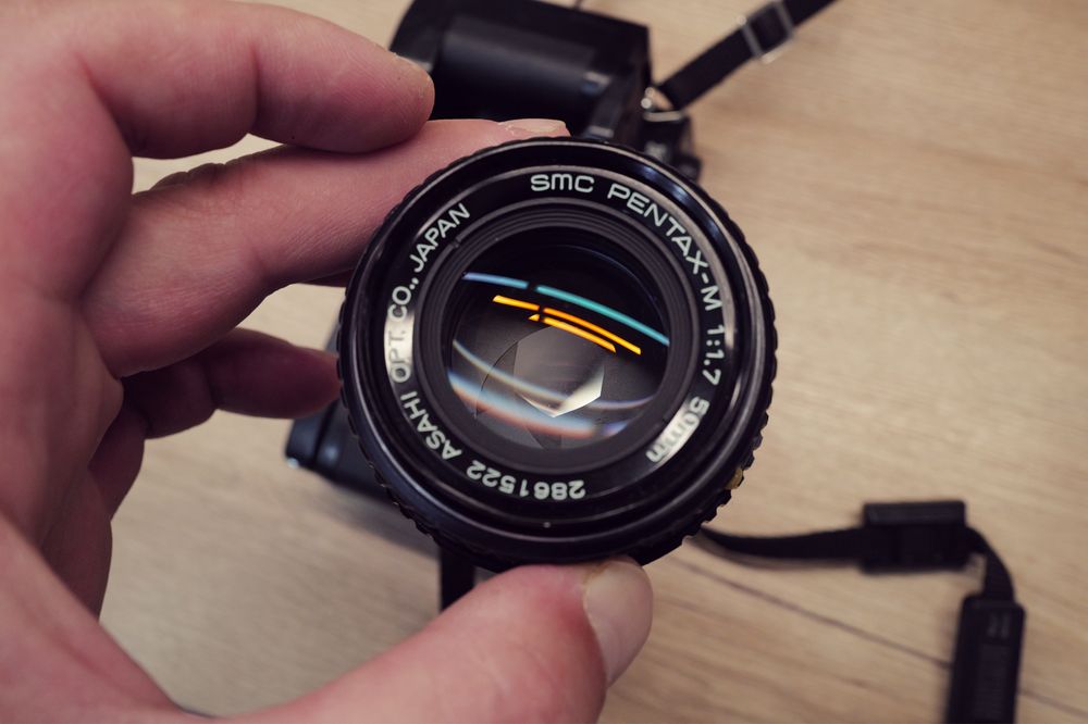 Aparat foto Ricoh KR-10x obiectiv Pentax M 50mm 1.7 grip motor film