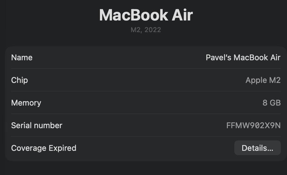 Перфектен MacBook Air 13 M2 / 8GB RAM / 256GB SSD / Space Gray