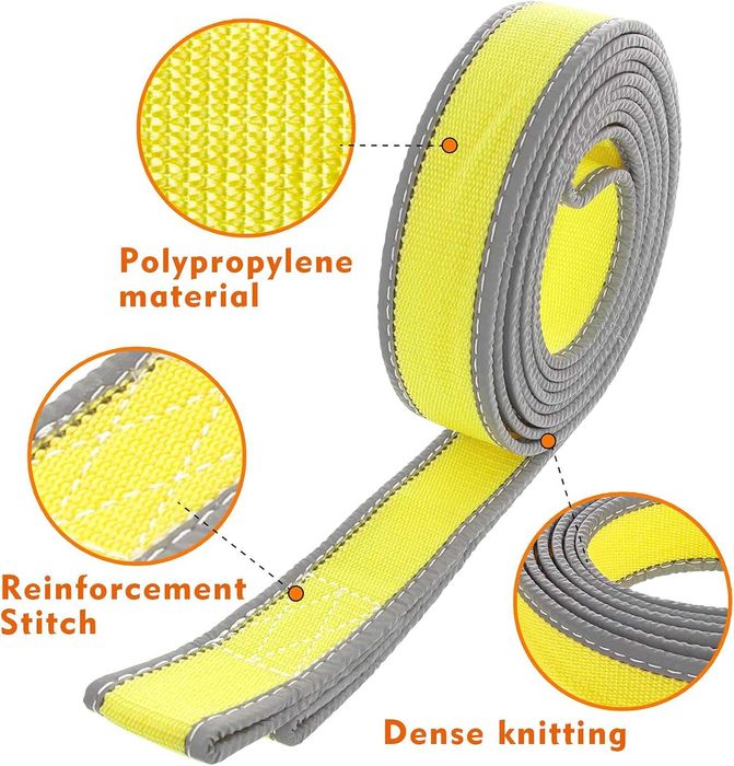 здраво въже за теглене, 9 т, 5м, 2 куки, ръкавици, светлоотразително