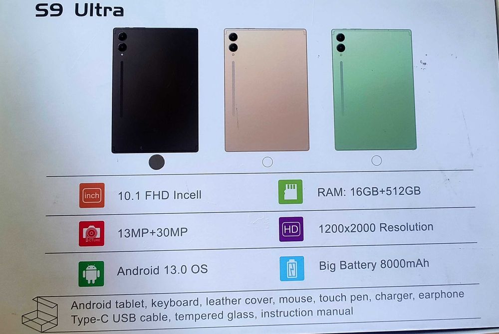 Планшет G2000, память 512GB, 16GB оперативка, android 14
