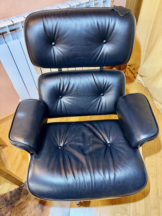 ~ Eames Louge Chair / Scaun / Fotoliu plus Otoman piele / lemn ~