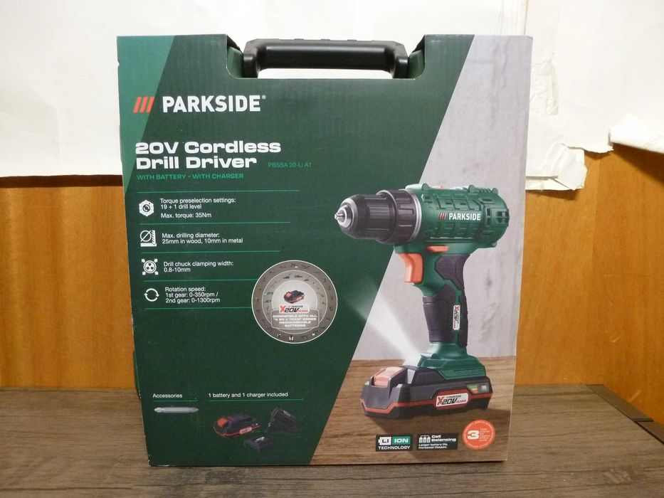 Нов акумулаторен винтоверт Parkside 20V с батерия и зарядно