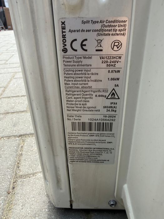 Unitate Exterioară Aer Condiționat VORTEX 12000 BTU - Model VAI1223HCW