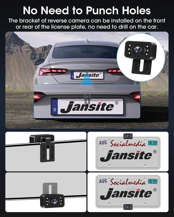 Jansite P067 Безжична камера за заден ход AHD 1080P с 5-инчов монитор