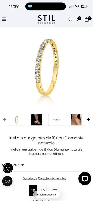 Inel din aur galben de 18K cu Diamante naturale
