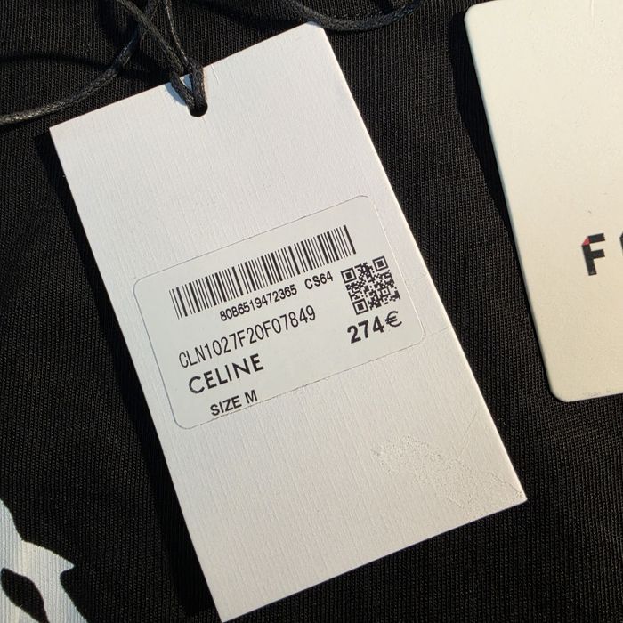 Tricou Celine negru, bumbac, unisex. marimi S-XXL. Farfetch, nou cu eticheta