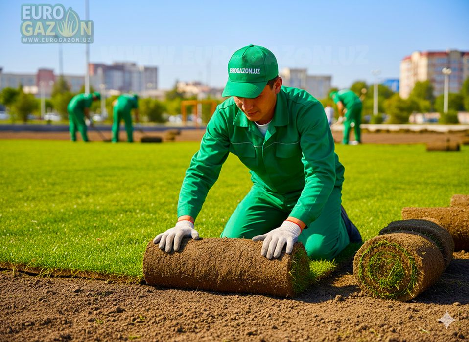 Рулонный газон оптом | таййор табий газон оптом
