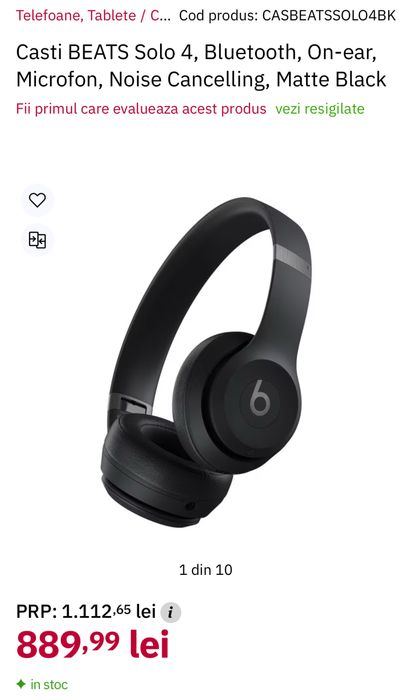 BEATS Solo 4, On-ear, Autonomie 50 ore, sigilate, transport inclus