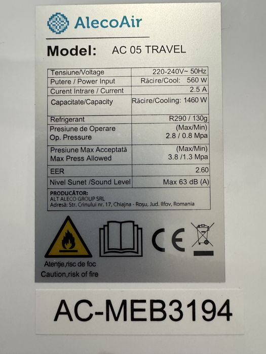 Aparat aer conditionat Alecoair AC05 Travel rulote, campervan