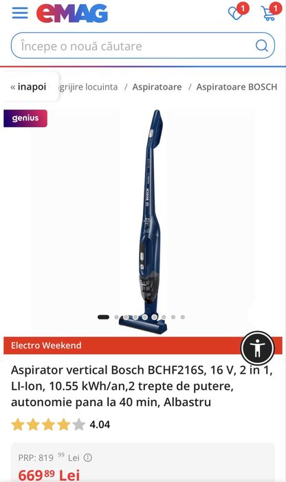 MDM vinde: Aspirator vertical Bosch Readyy’y Serie 2 16V max.