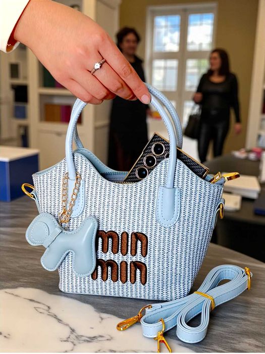 Yangi Min Min qizlar sumkasi – kuchukchali aksessuar bilan