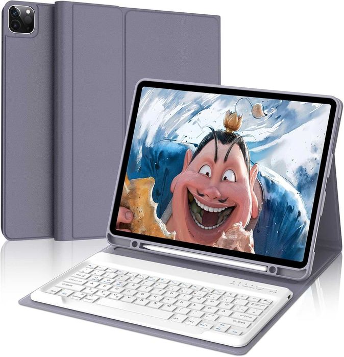Husa iPad 12.9 inch, tastatura bluetooth inclusa culoarea lavanda