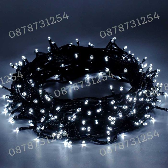 Верига 50м с 250бр светещи коледни лампички 3 цвята 8 режима светене