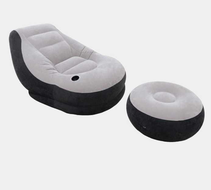 Кресло надувной с пуфик и насосами-99х76 см Доставка бесплатно