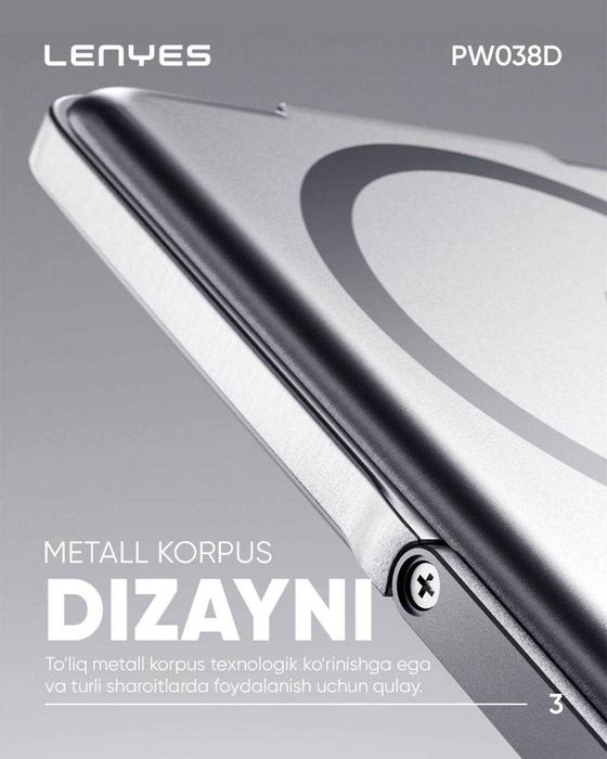 Lenyes PW038D Magnitli Powerbank / Besprovodnoy poverbank (Yangi)