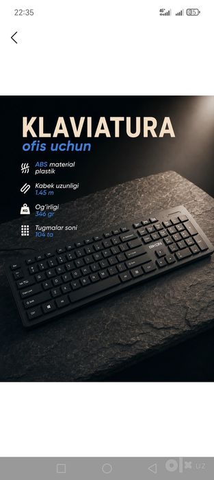 simli klaviatura va sichqoncha gilamcha qoshib beriladi