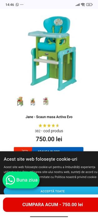 Scaun masa bebeluși