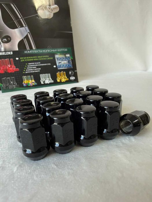 Комплект гаек 801445HT/BC М12х1.5 конус ключ 19 черный хром, 20шт