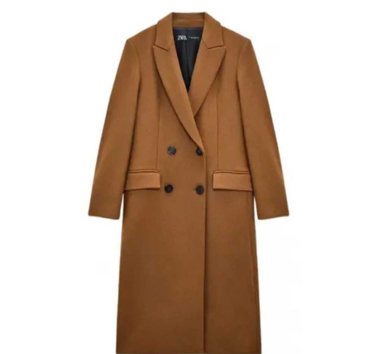Дълго палто Zara, размер XS, 75% вълна