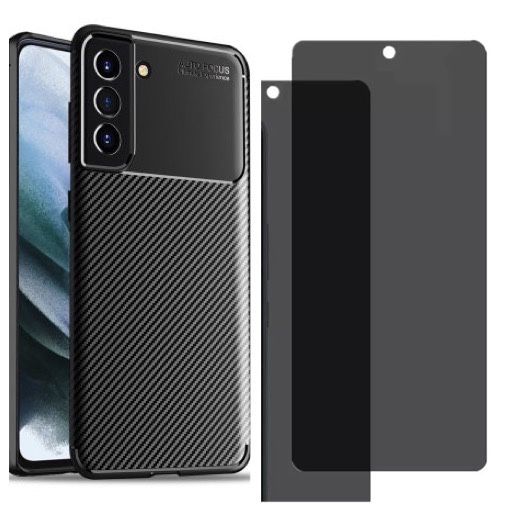 Samsung S25 S24 S23 S21 S20 FE Pack Husa Carbon Case+Folie Sticla Curb
