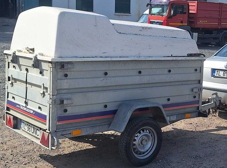 Remorca zincata auto 750 Kg- basculabila - 2sectoare & capac din fibra