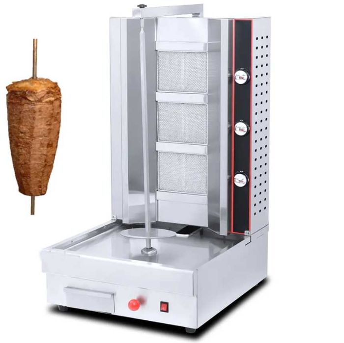 Aparat shaorma gaz GPL, Excalibur INOX, rotisor kebab gaz 3 arzatoare