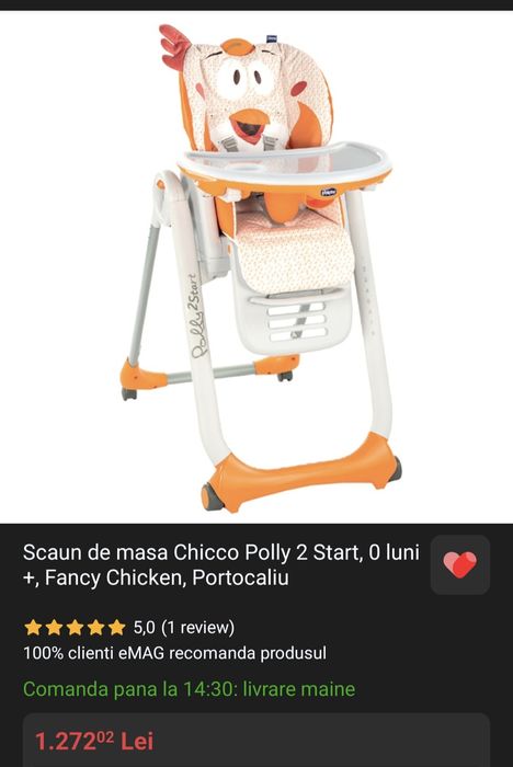 Scaun cu masă bebeluși și  copii. Marca Chicco Polly