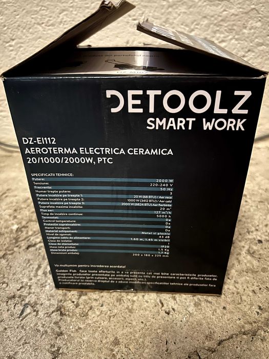 Aeroterma Electrica Ceramica 20/1000/2000W 220V-240V AC