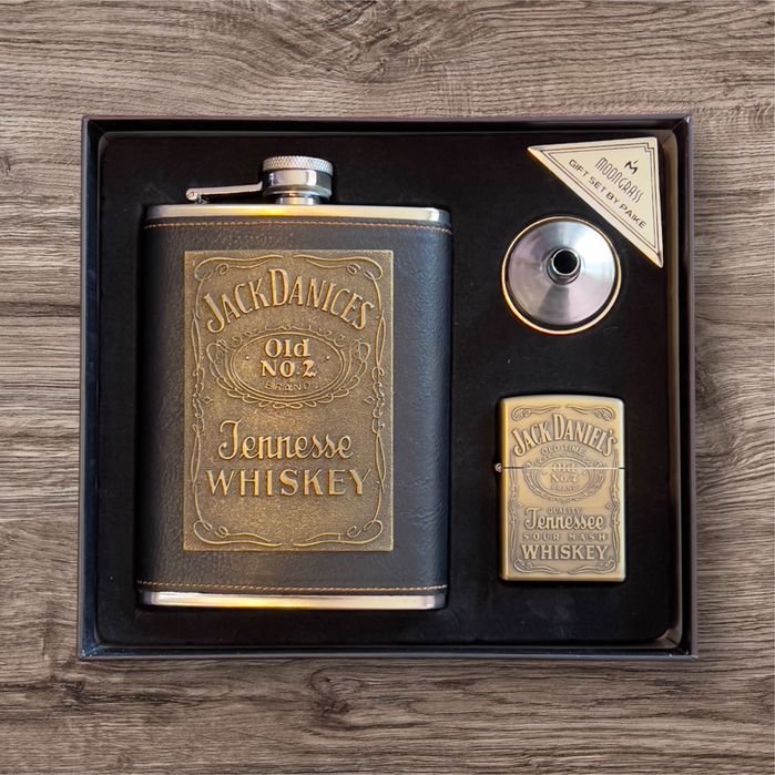 подаръчен комплект Jack Daniels павурче+запалка пистолет + 2 чаши