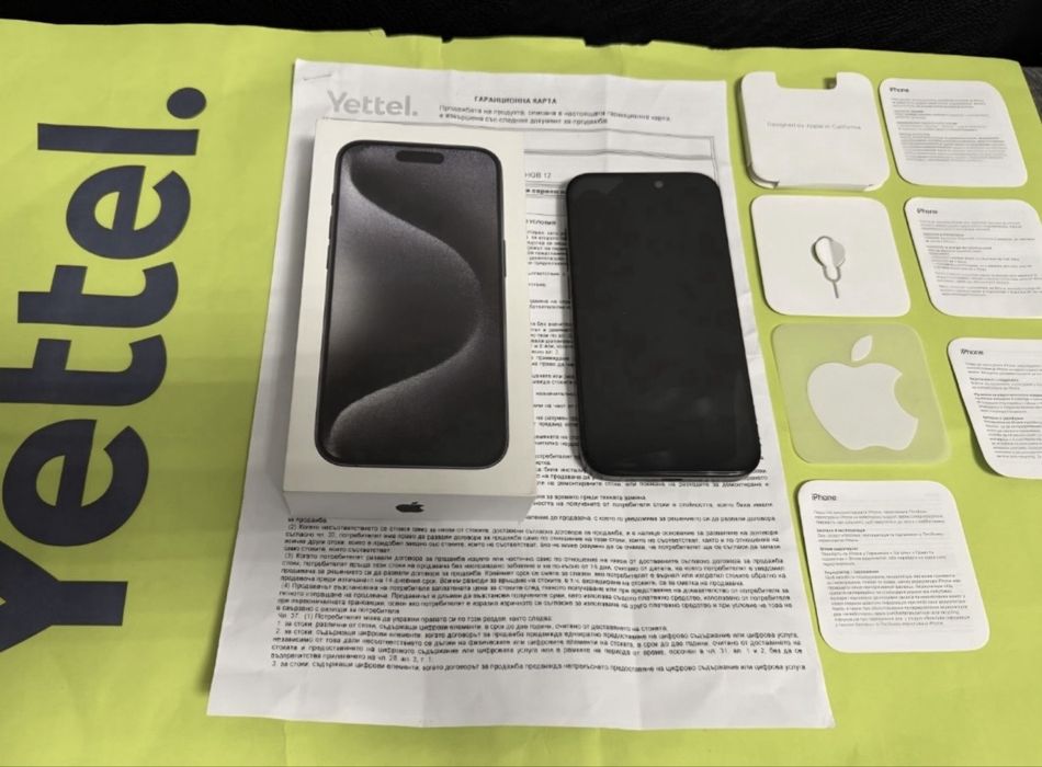 ***КАТО НОВ 256GB iPhone 15 Pro Yettel Гаранция 2026г. Black | Черен