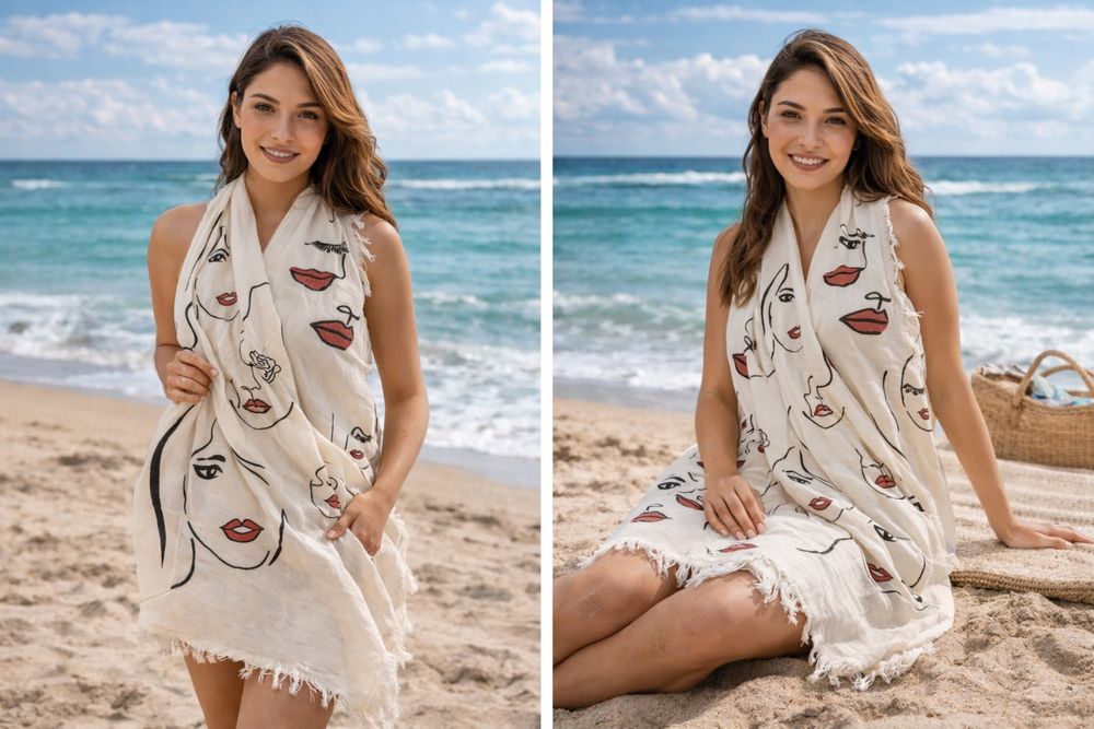 Плажна кърпа - Муселинови пещемали 100% памук