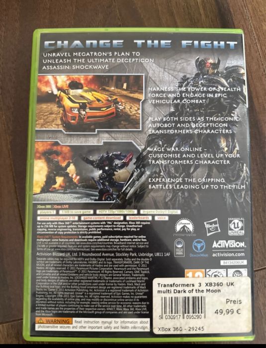 Joc Xbox 360 – Transformers: Dark of the Moon – Original si complet