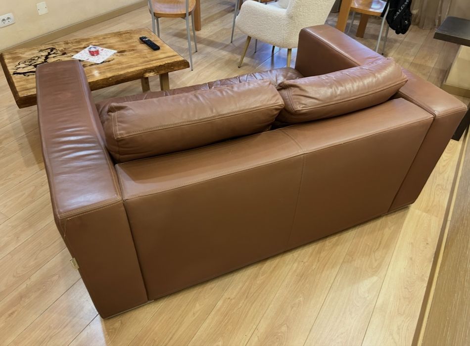 Кожен диван SELAMORE в кафяво