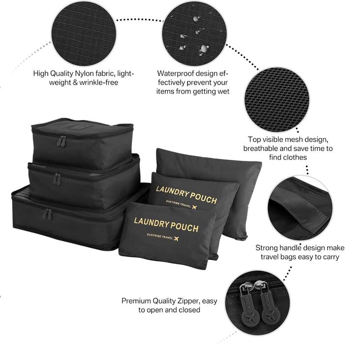 Set 6 genti organizatoare de calatorie pentru depozitare haine valiza