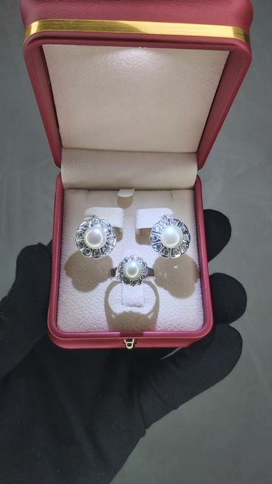 Kumush uzuk zirak komplekt 925 proba Женский Кольцо серьги комплект