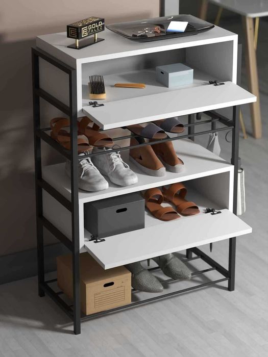 Шкаф за обувки с 4 рафта и 2 врати/ Етажерка за обувки/ Рафт за обувки