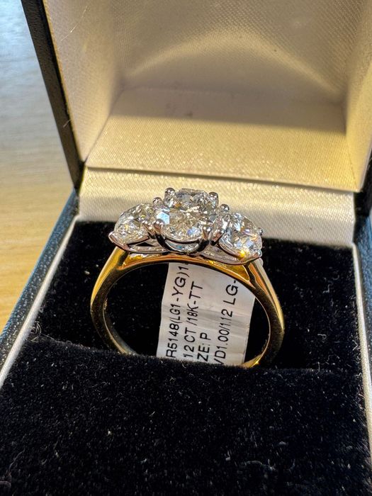 Inele cu diamant, aur 18k si platina 950