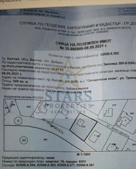 Продажба Парцел гр. Балчик 509m²