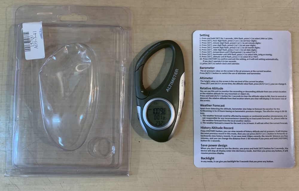 8 În 1 Carabiner Barometru Altimetru Termometru