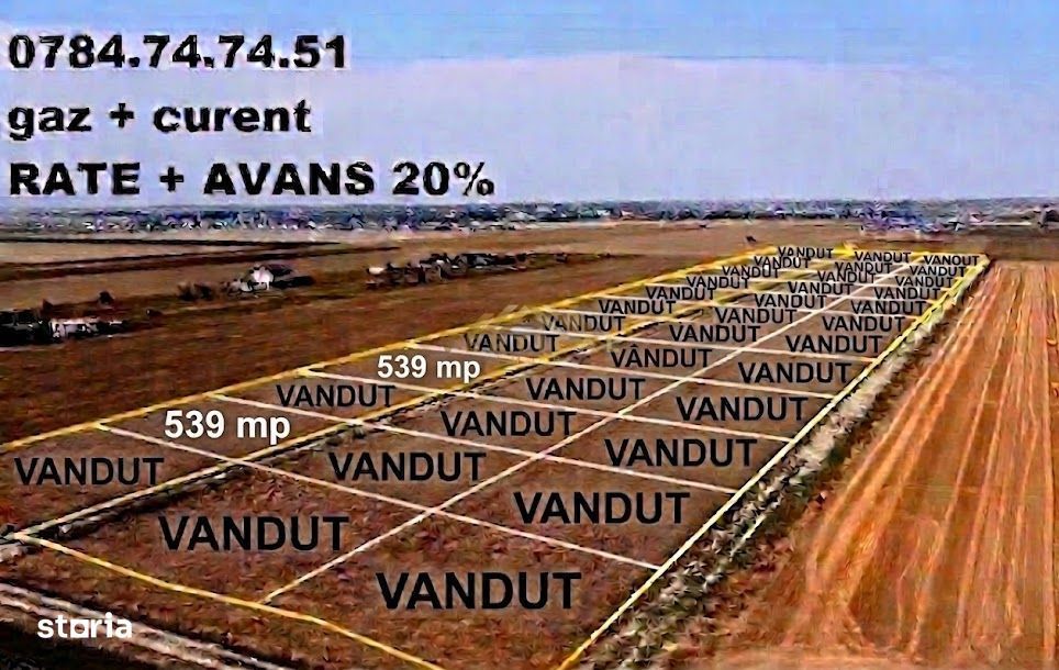 Teren in 36 RATE cu gaz si curent - comuna Berceni