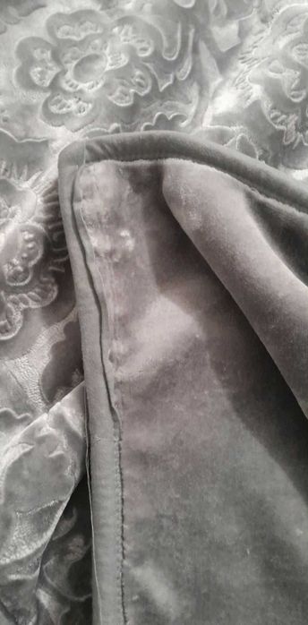 луксозна плюшена  завивка шалте за спалня сива 220 240